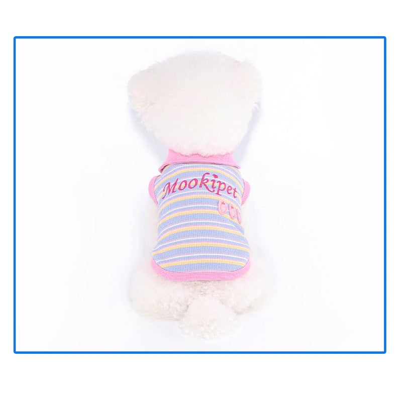 MookiPet® Pink-Purple Striped Polo Shirt for Dogs & Cats