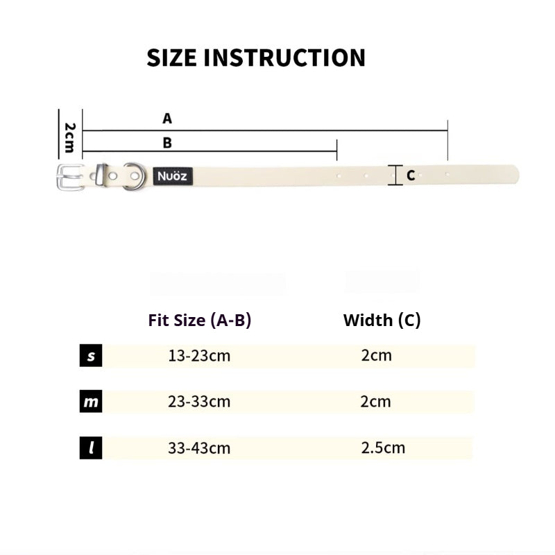Nuoz® Pet PVC Collar – Moon Milk White – Waterproof and Durable