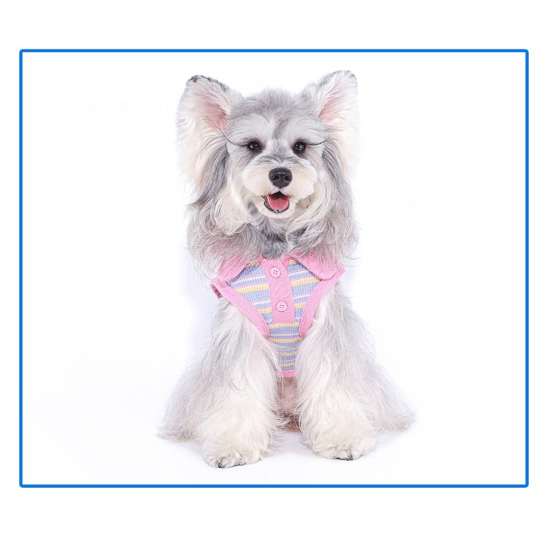 MookiPet® Pink-Purple Striped Polo Shirt for Dogs & Cats