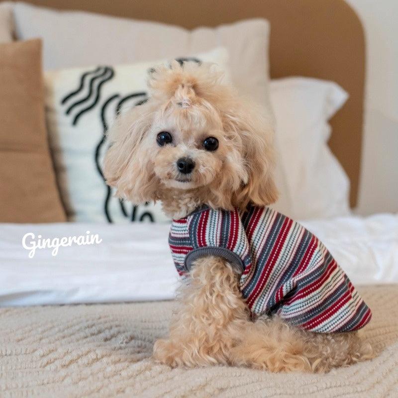 GINGERAIN® Cotton Waffle Knit Striped Dog Vest - KIKOPALS