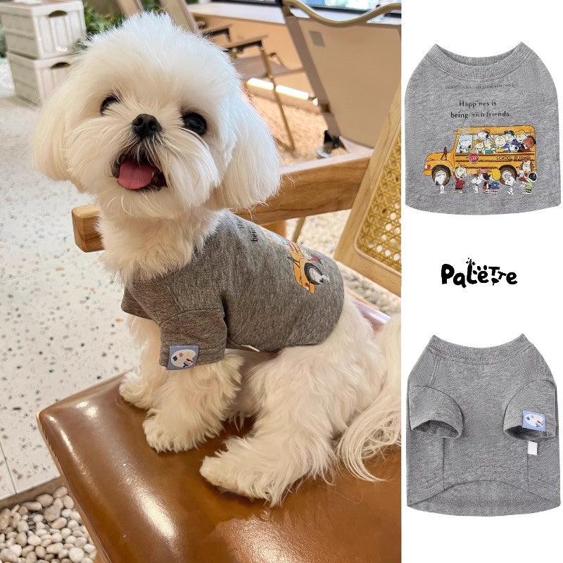 PalettePet® Grey Distressed Cartoon Print Pet Tee - KIKOPALS