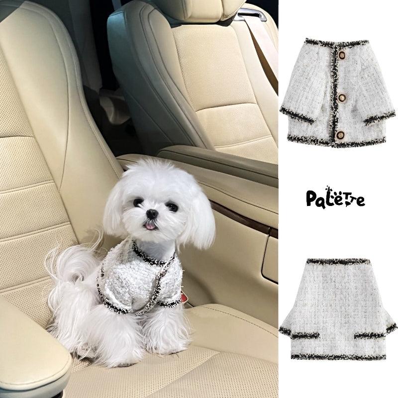 PalettePet® White Fluffy Fringe Pet Tweed Coat - KIKOPALS