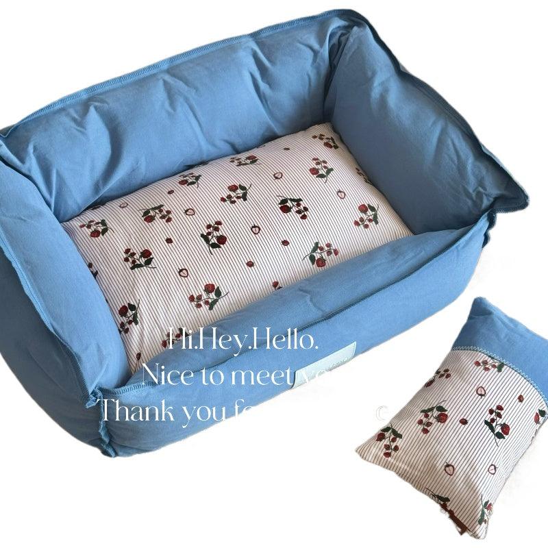 OUpetHome® Enclosed Blue Pet Bed - KIKOPALS