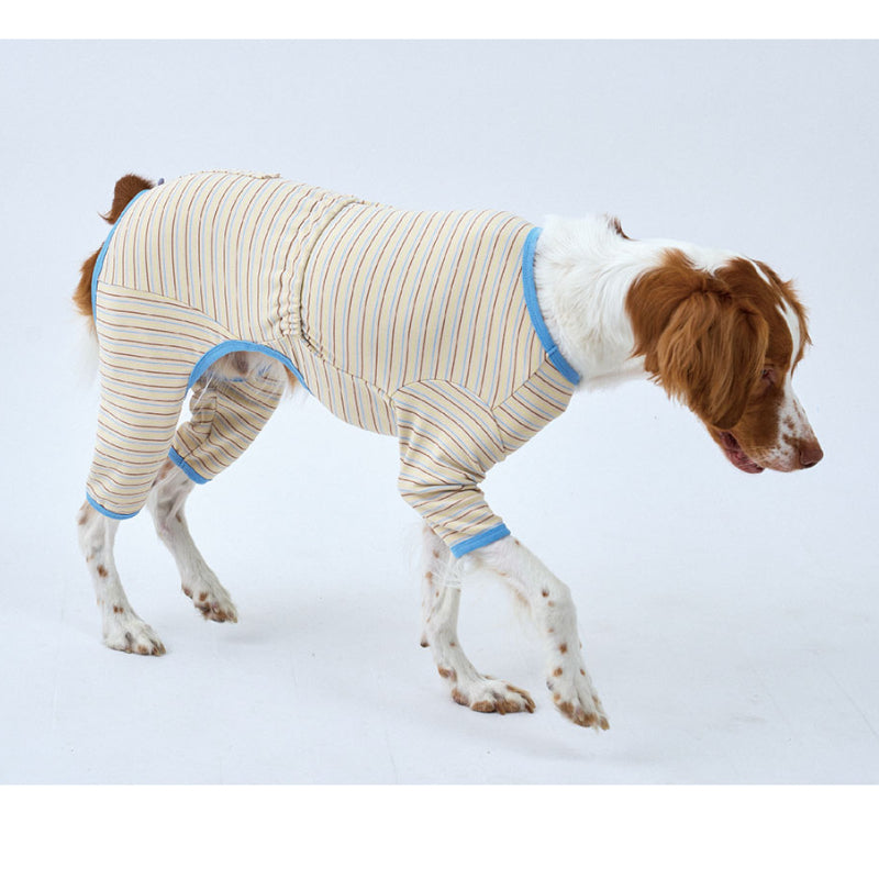 PuppyGallery® Cream Striped Four-Legged Suit for Small Breeds