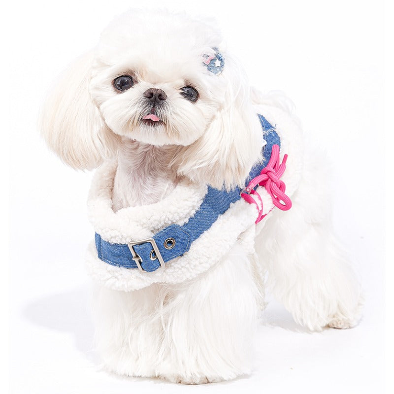 MookiPet® Blue Denim Lamb Wool Vest for Dogs