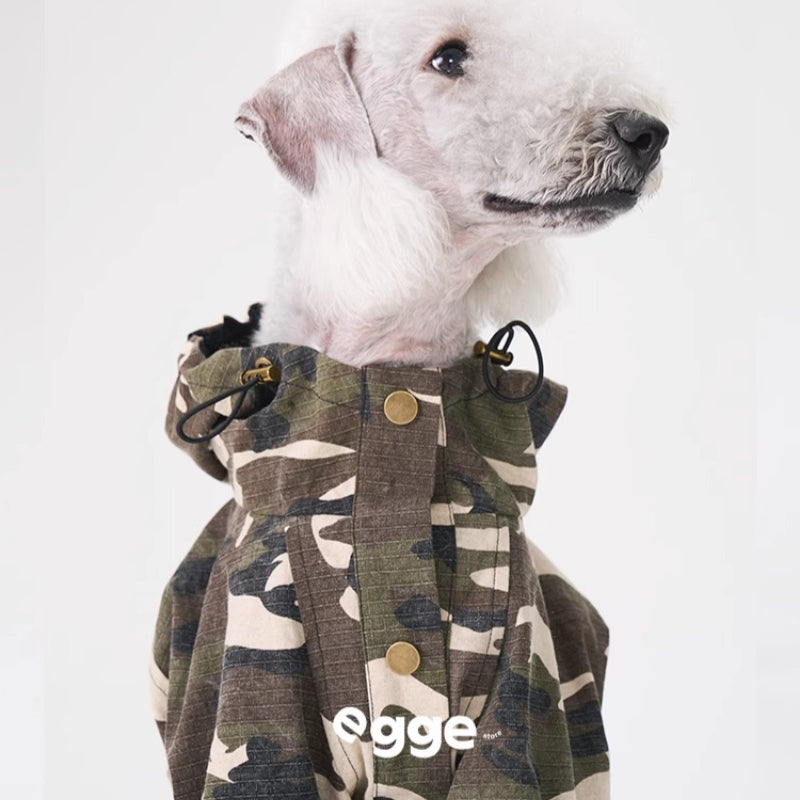 egge® Camouflage Windproof Dog Jacket – Vintage Style for Medium Breeds