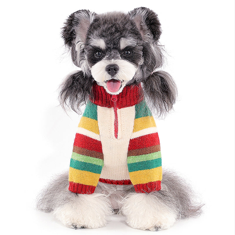 MookiPet® Rainbow Stripe Polo Sweater for Dogs