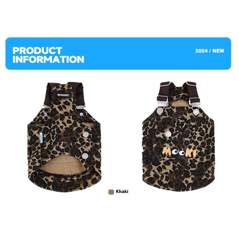 MookiPet® Khaki Leopard Print Suspenders for Small to Medium Dogs