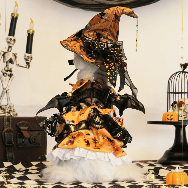 BITEONE® Pumpkin Princess Pet Dress/Witch Hat for Halloween - KIKOPALS