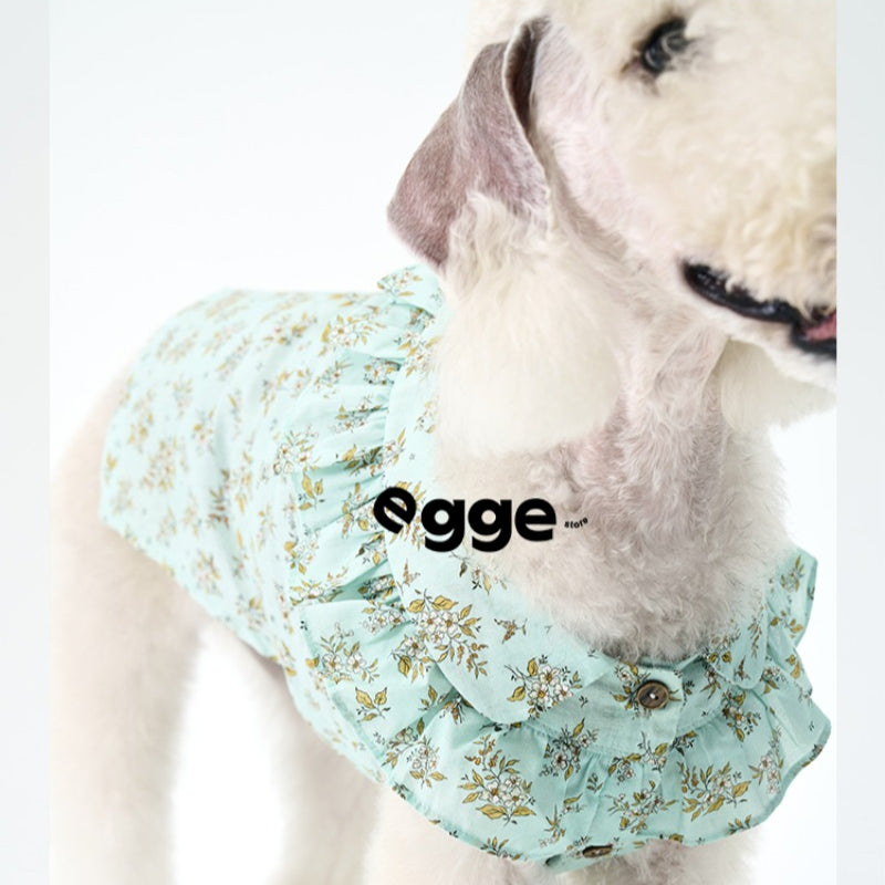 egge® Sleeveless Floral Ruffled Shirt for Dogs