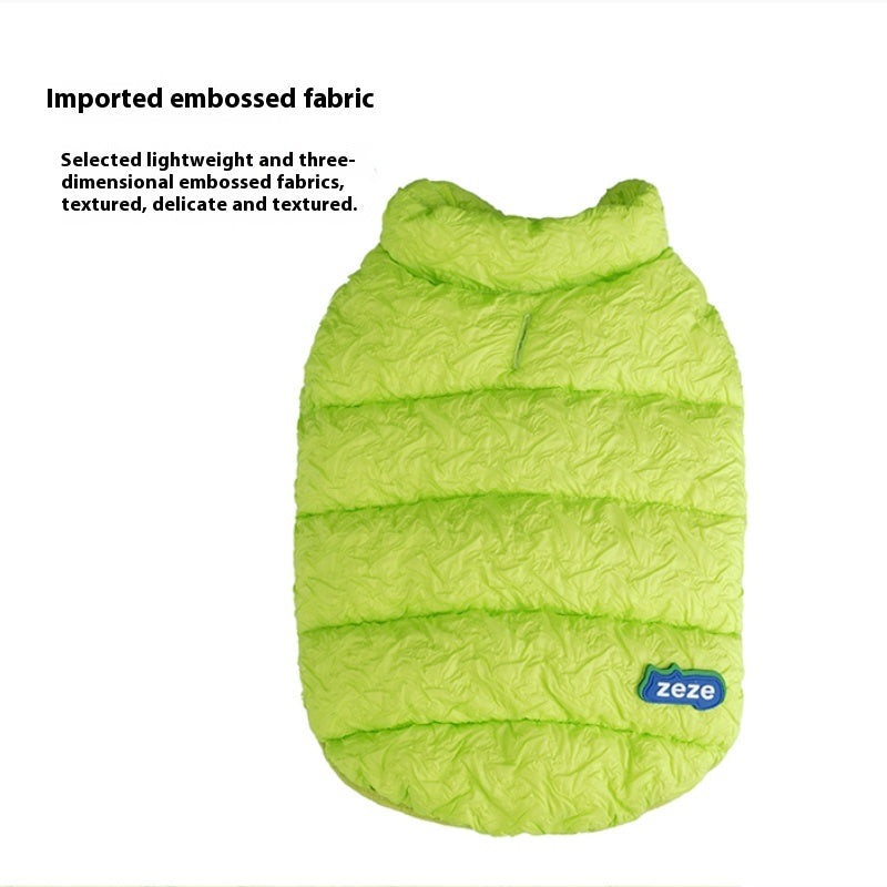 ZEZE® Textured Down Jacket in Neon Green for Cats & Small Dogs