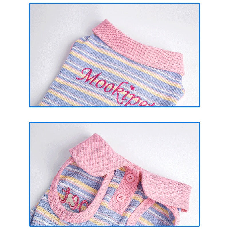 MookiPet® Pink-Purple Striped Polo Shirt for Dogs & Cats