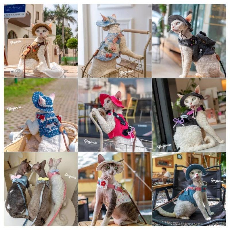 GINGERAIN® Outdoor Denim Cat Harness & Leash Set - KIKOPALS