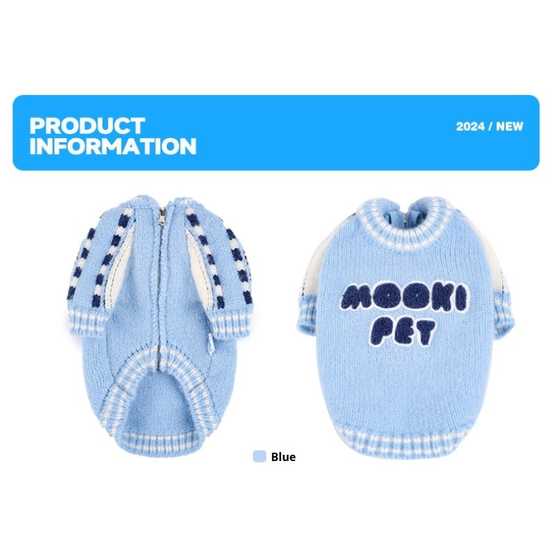 MookiPet® Blue-White Baseball Sweater for Dogs