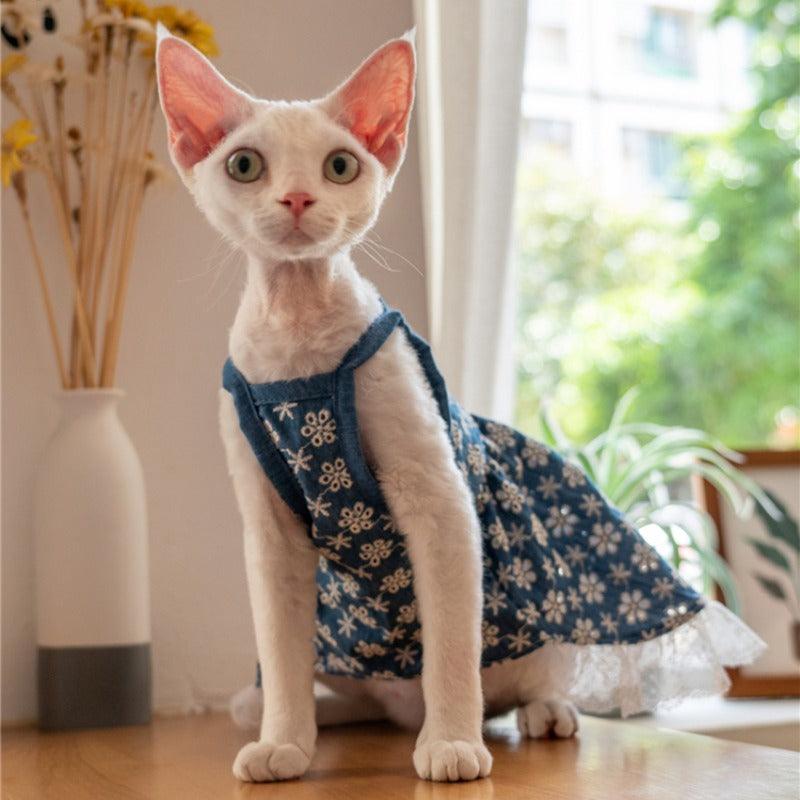 GINGERAIN® Embroidered Denim Cat Dress - KIKOPALS