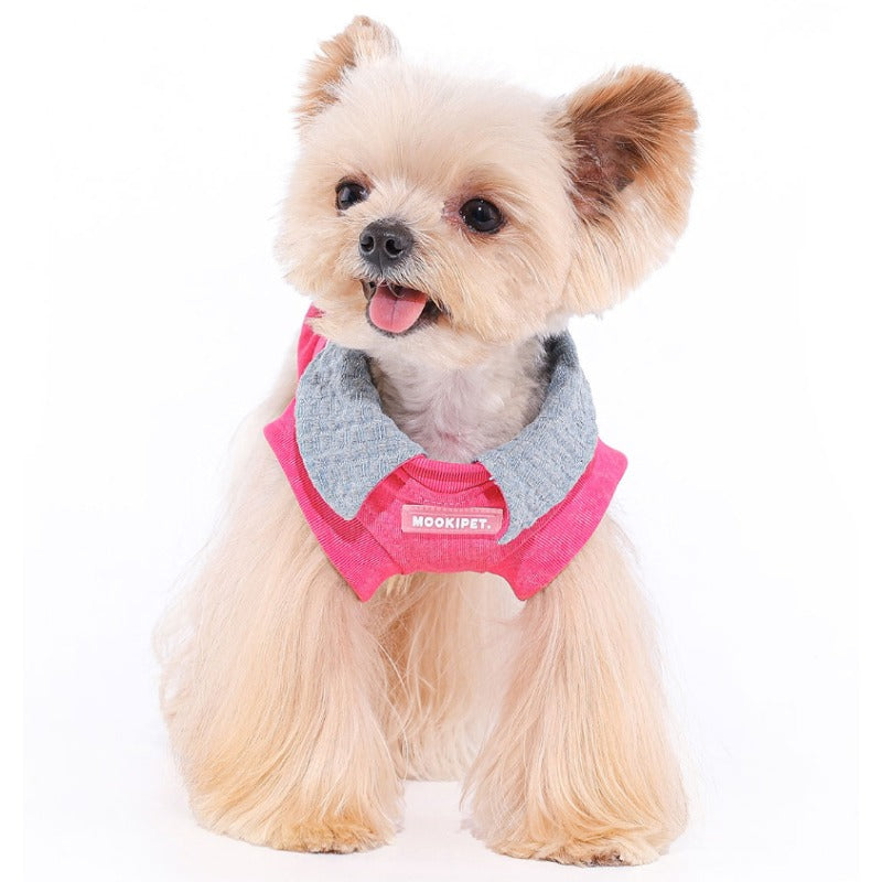 MookiPet® Pink Denim Color Block Vest for Dogs & Cats