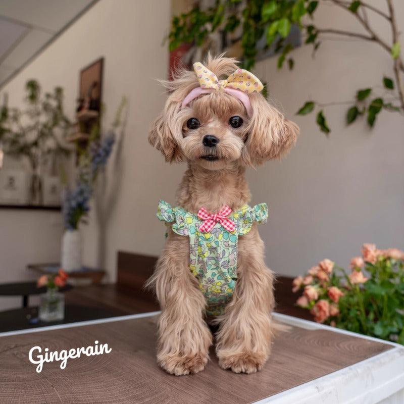 GINGERAIN® Floral Cotton Dog Vest with Bow - KIKOPALS