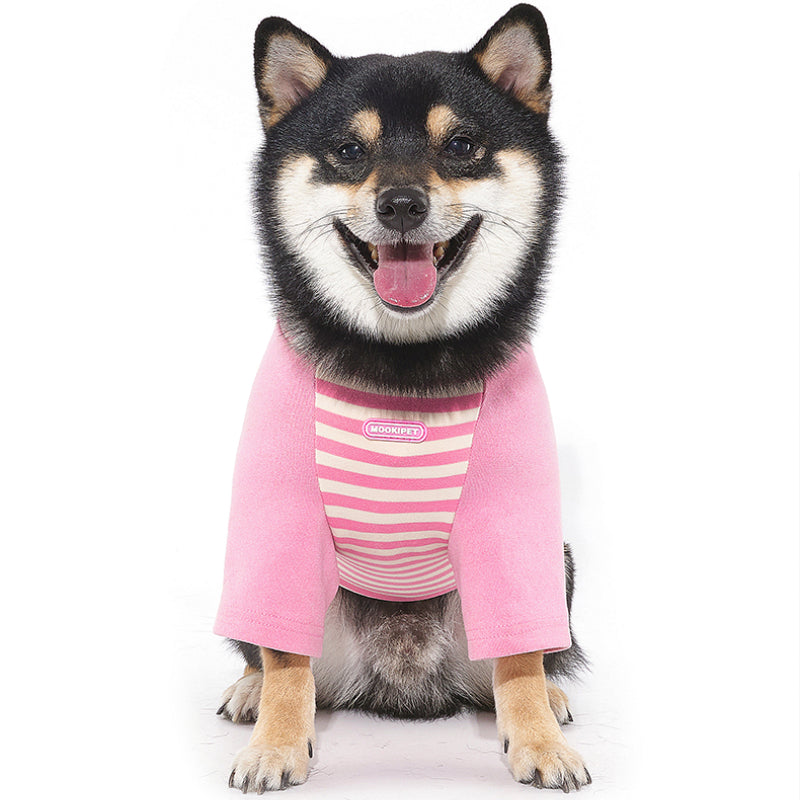 MookiPet® Pink Striped Pet T-Shirt for Dogs