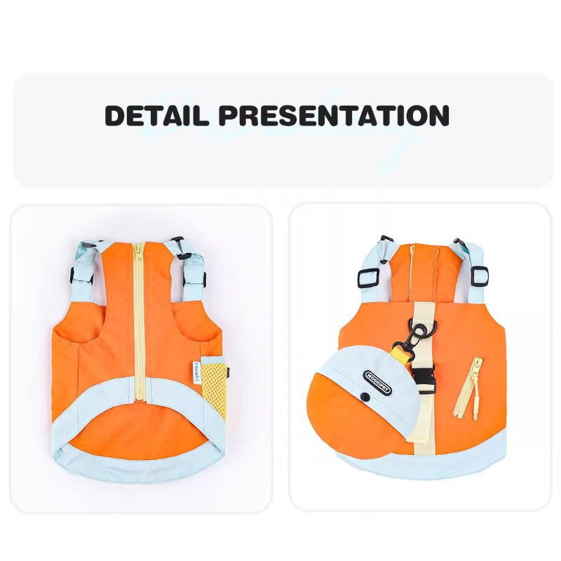 MookiPet® Vibrant Orange Outdoor Vest & Hat for Dogs
