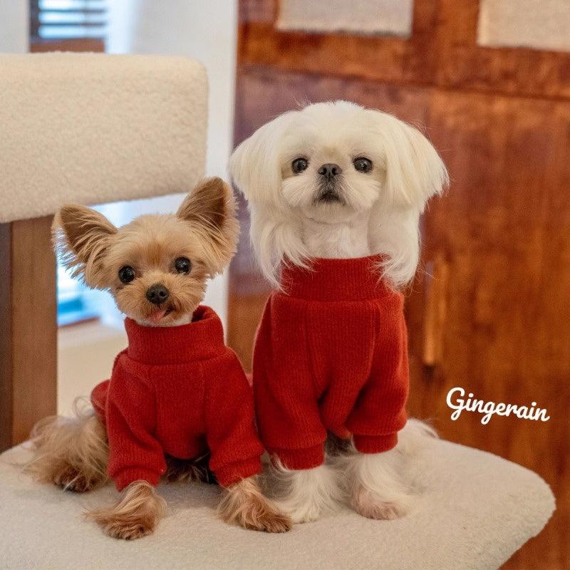 GINGERAIN® Red Turtleneck Warm Pet Sweater - KIKOPALS