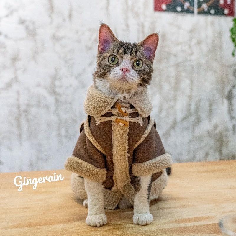 GINGERAIN® Lamb Fleece Warm Cat Sweater & Hat Set - KIKOPALS