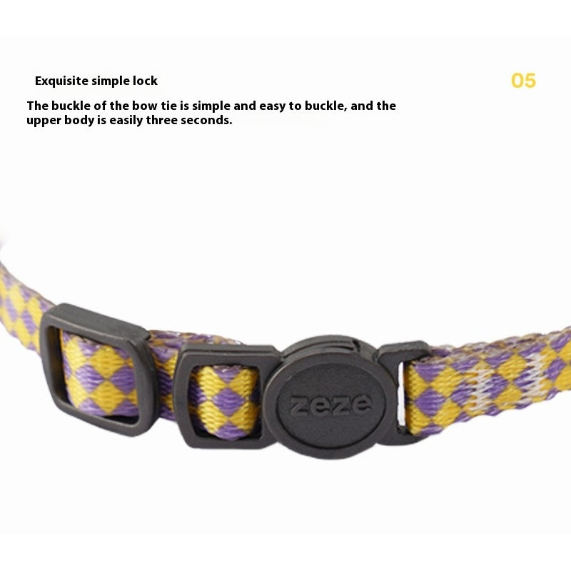 ZEZE® Checked Pet Collar for Cats & Small Dogs