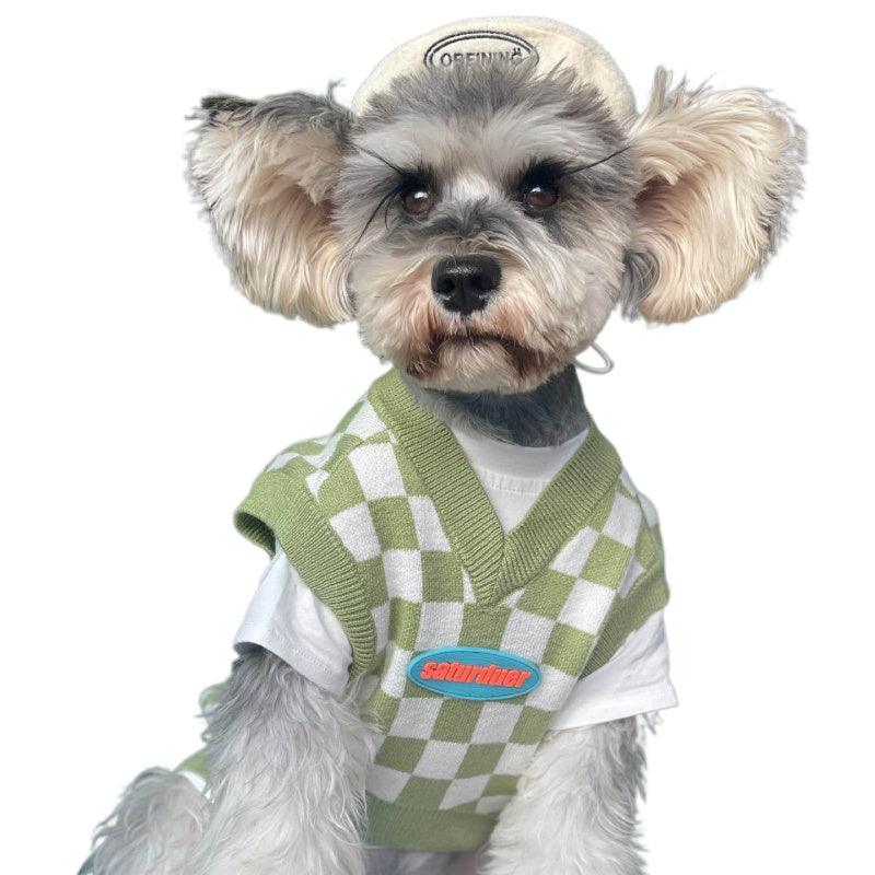 KIKOPALS® Plaid Pet V-Neck Vest Green - KIKOPALS