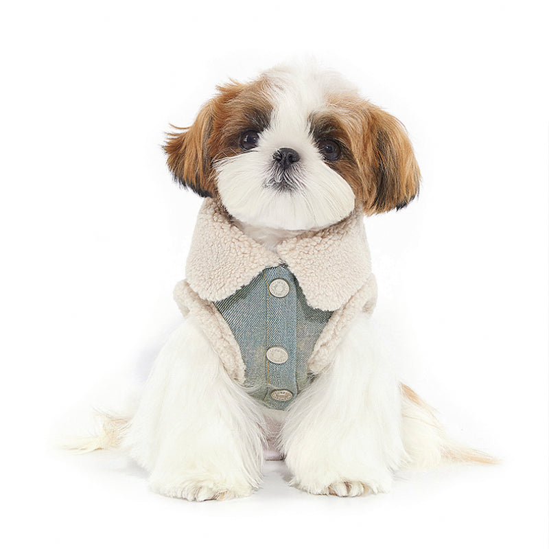 MookiPet® Lamb Wool Denim Vest & Hat for Dogs