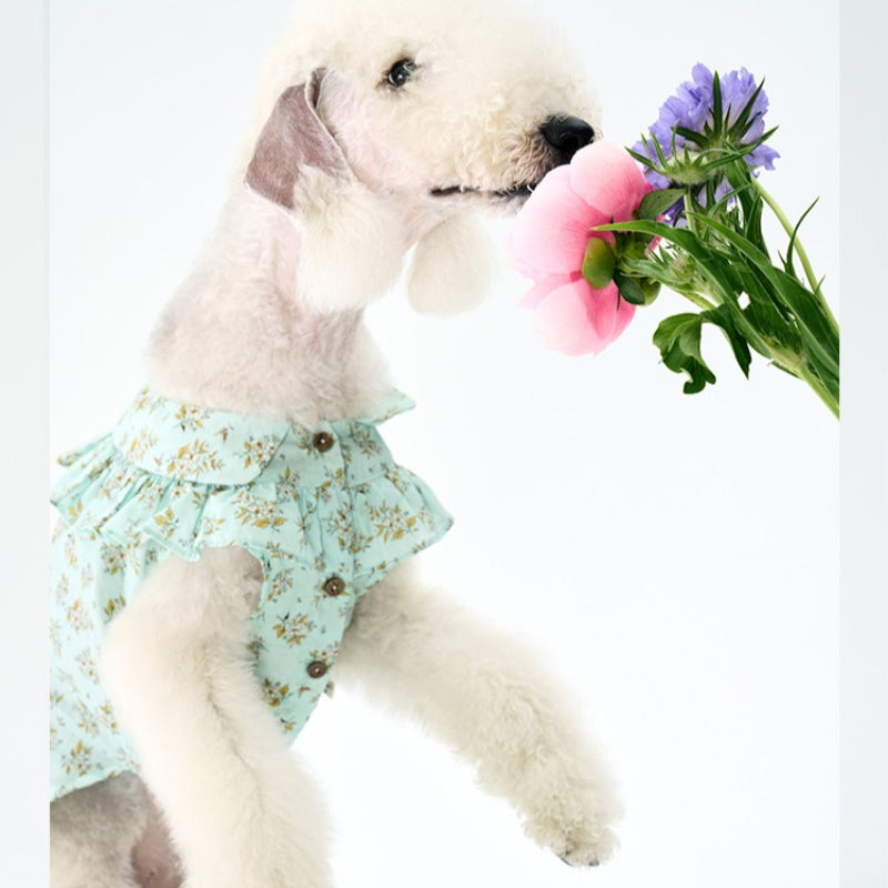 egge® Sleeveless Floral Ruffled Shirt for Dogs