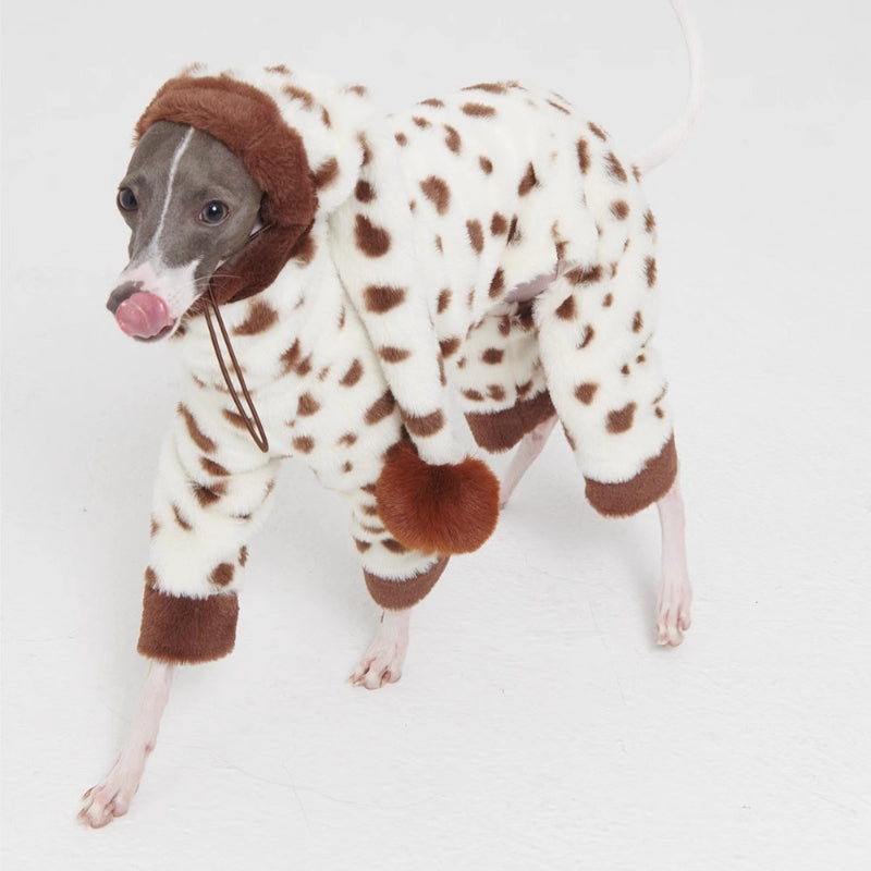 FuzFuz® Plush Pink Dotted Four-Legged Dog Sweater - for Italian Greyhounds & Whippets