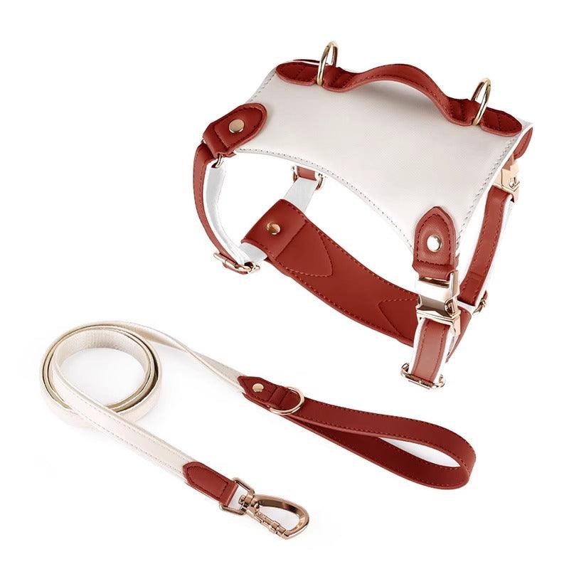 Minly® Portable Leather Dog Harness and Leash Set with Carry Handle - KIKOPALS