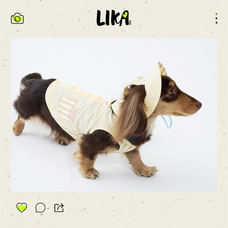 LIKAPAWS® Cotton Yellow Dog Shirt & Sun Hat Set