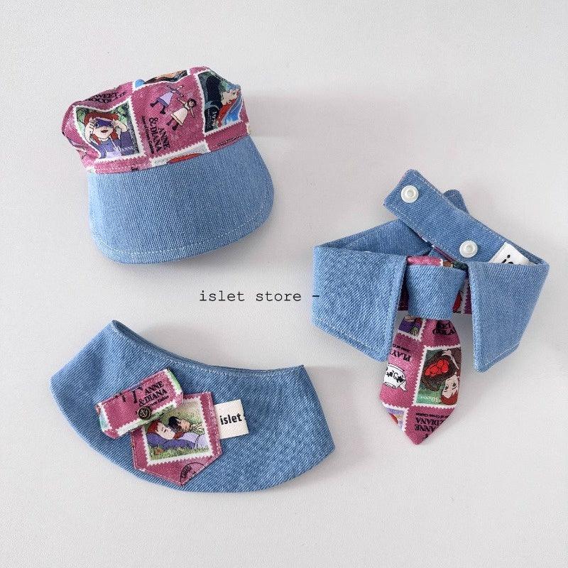 islet store® Denim Pet Bib / Hat / Bow Tib - KIKOPALS