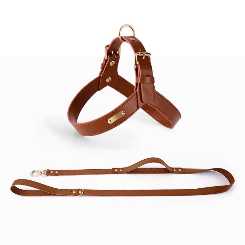 Minly® Leather Dog Harness & Leash Set - KIKOPALS