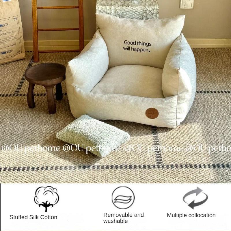 OUpetHome® Cheese White Pet Sofa Bed - KIKOPALS