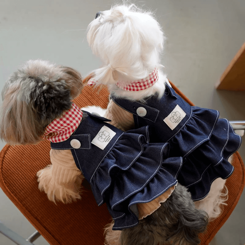 BOWWW® Pet Vintage Denim Overall Dress with Bow Tie Set - KIKOPALS