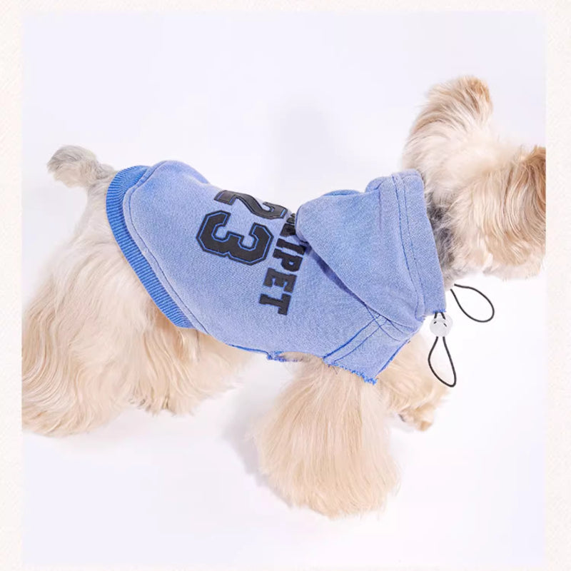 MookiPet® Washed Blue College Hoodie for Dogs