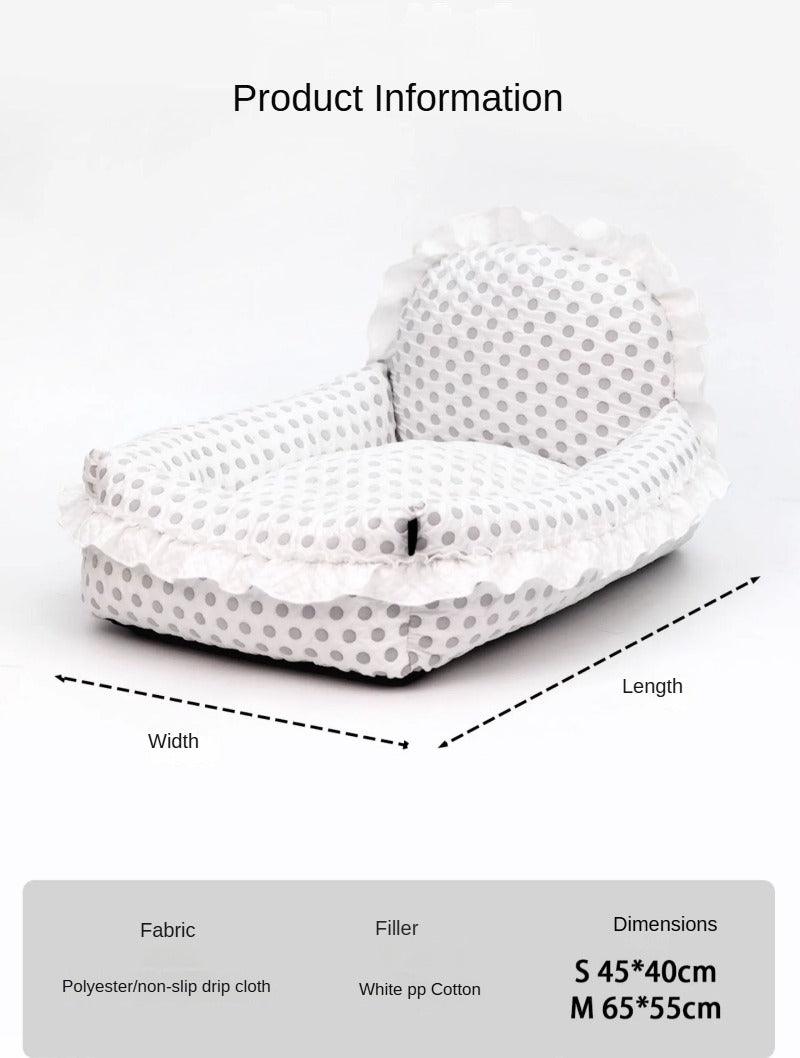 LMODO® White Polka Dot Pet Bed - KIKOPALS