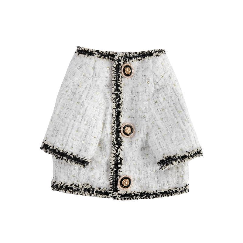 PalettePet® White Fluffy Fringe Pet Tweed Coat - KIKOPALS