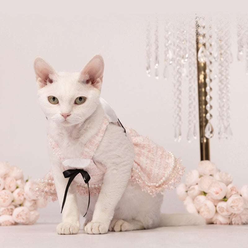 UNIPETISM® Pink Tweed Wool Blend Dress for Dogs & Cats