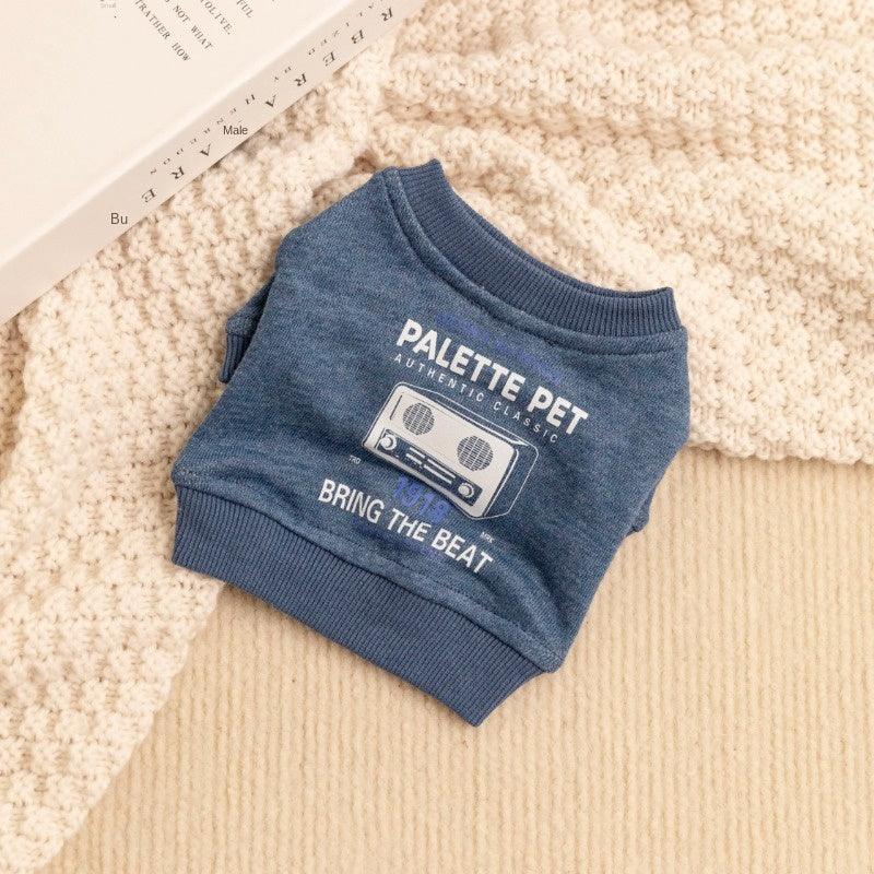 PalettePet® Denim Blue Radio Print Pet Sweatshirt - KIKOPALS