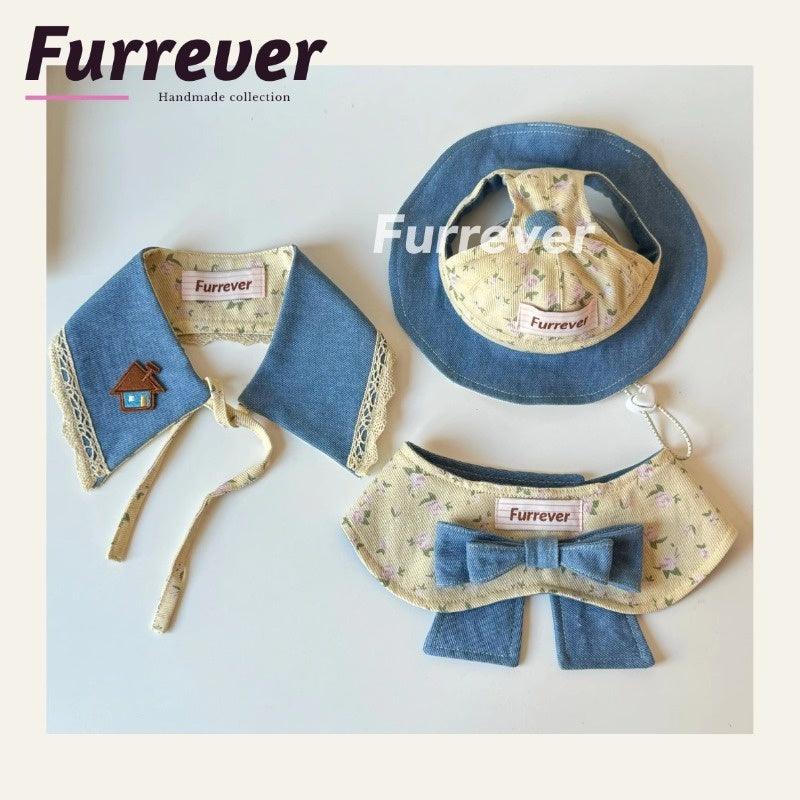 Furrever® Rose Denim Pet Bib/Hat - KIKOPALS