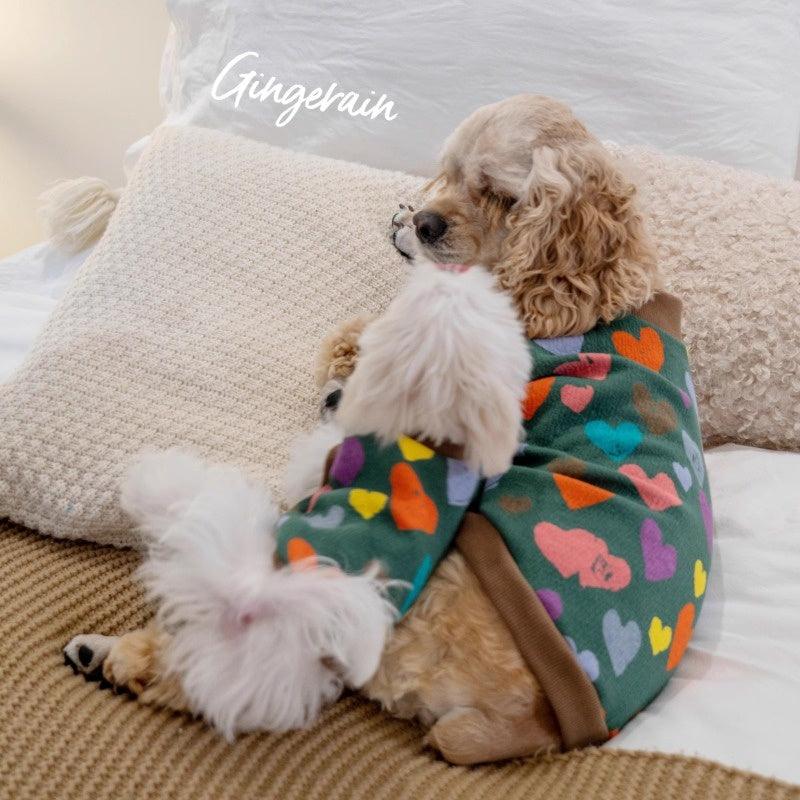 GINGERAIN Green Thick Cotton Heart-Print Dog Vest - KIKOPALS