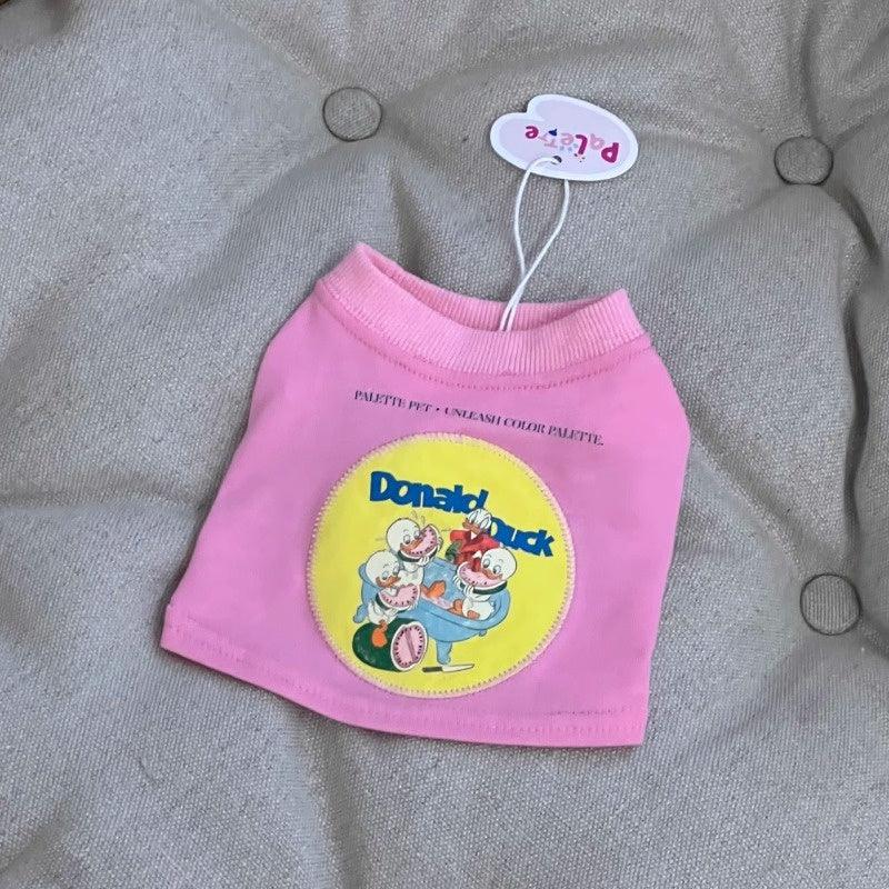 PalettePet® Pink Donald Duck Patch Pet T-Shirt - KIKOPALS