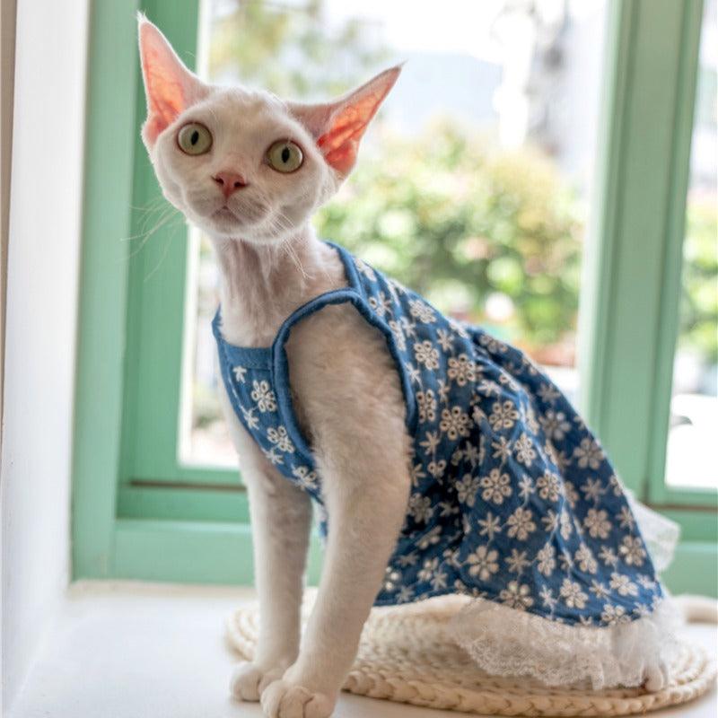 GINGERAIN® Embroidered Denim Cat Dress - KIKOPALS