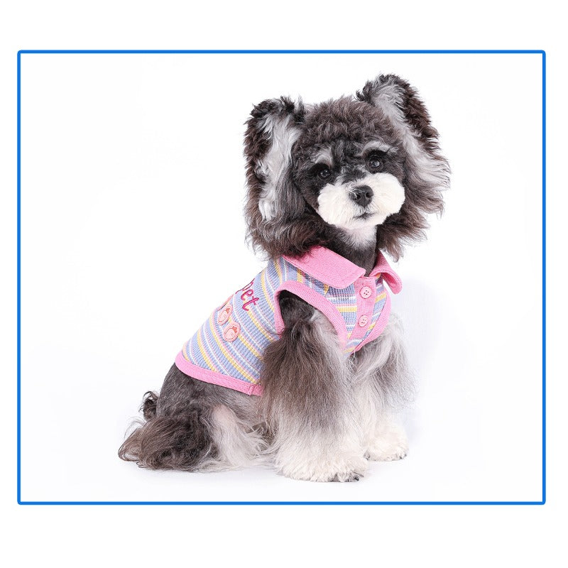 MookiPet® Pink-Purple Striped Polo Shirt for Dogs & Cats