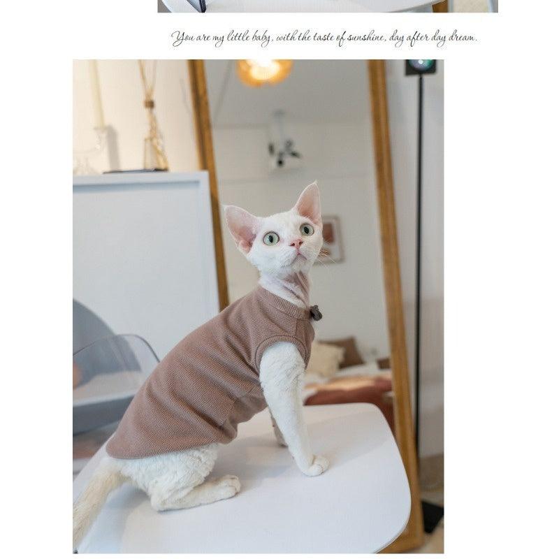 GINGERAIN® Cotton V-Neck Bow Cat Vest - KIKOPALS