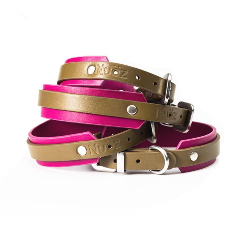 Nuoz® Double Color Leather Pet Collar for Dogs