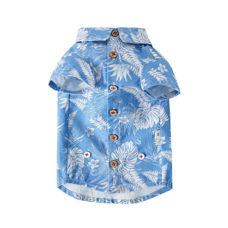 PalettePet® Blue Palm Print Short-Sleeve Dog Shirt - KIKOPALS