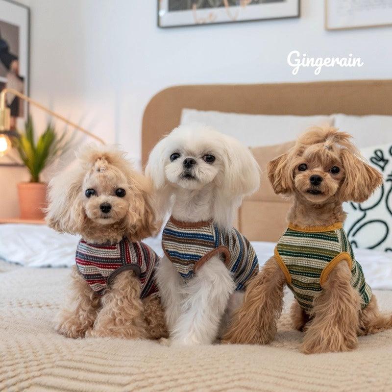 GINGERAIN® Cotton Waffle Knit Striped Dog Vest - KIKOPALS